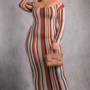 Rebdolls Another Level Striped Long Sleeve Maxi Dress
